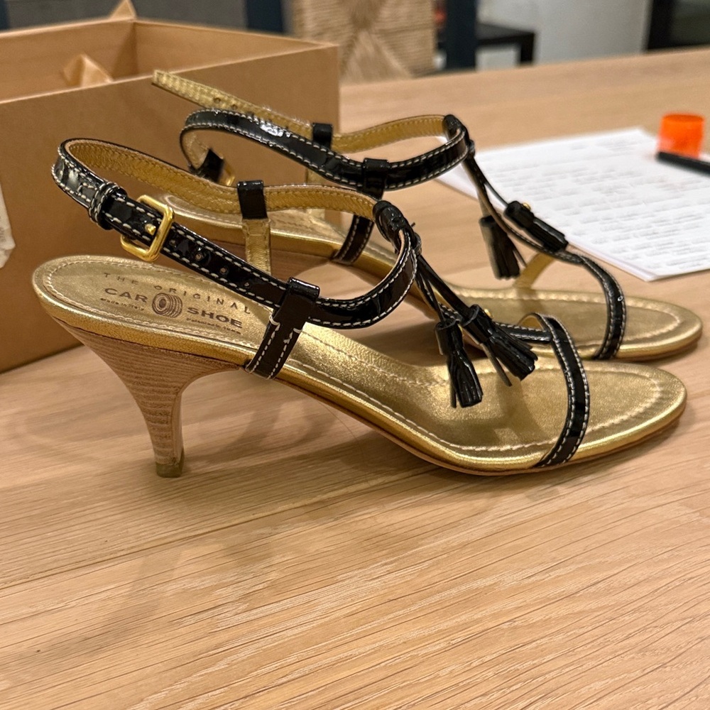 Vero Cuoio Black and Gold Tassel Sandals - Picture 3 of 3